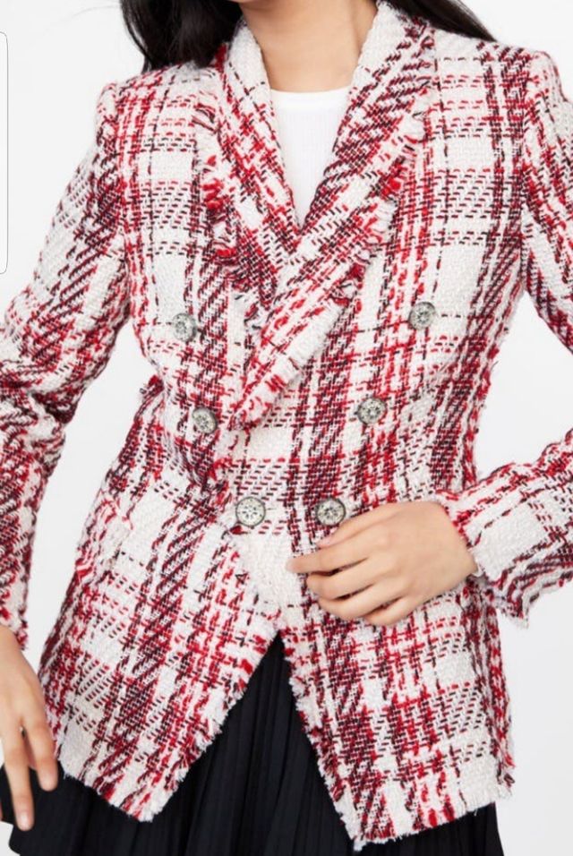 Chaqueta tweed mujer Zara L precio hoy