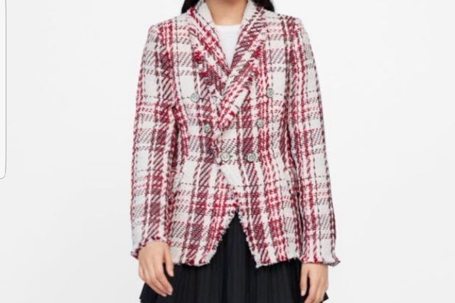 Chaqueta tweed mujer Zara L precio hoy