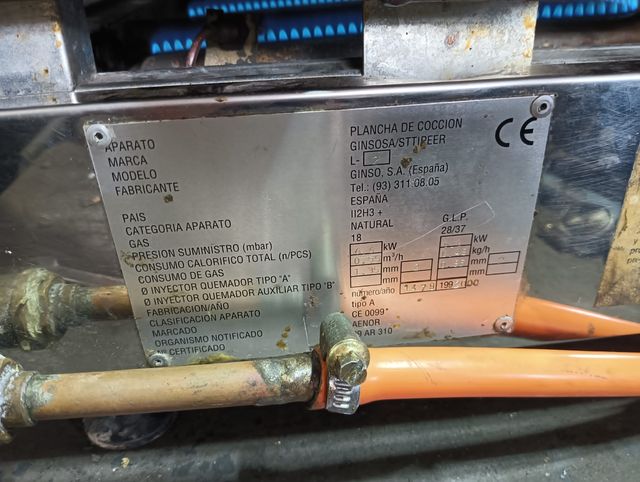 Plancha de gas para bar