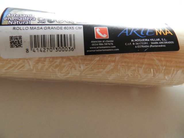 Rodillo de cocina en madera 60 cm de longitud