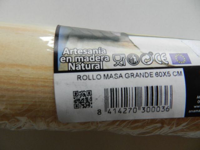 Rodillo de cocina en madera 60 cm de longitud