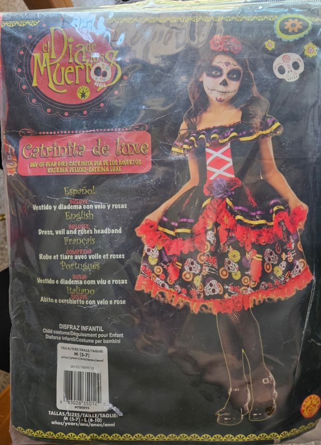 Disfraz Catrinita Delux 5-7años