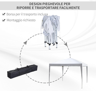 Gazebo Pieghevole con Corde e Picchetti da Giardin