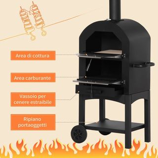  Forno per Pizza e Barbecue a Carbone Portatile in