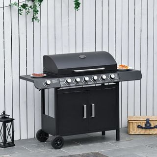 Barbecue a Gas con Coperchio, 7 Bruciatori da 20kW