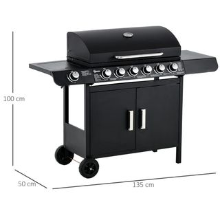 Barbecue a Gas con Coperchio, 7 Bruciatori da 20kW