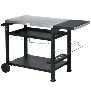 Carrello Barbecue con Tavolino Pieghevole in Accia