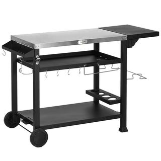 Carrello Barbecue con Tavolino Pieghevole in Accia
