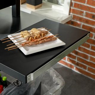 Carrello Barbecue con Tavolino Pieghevole in Accia