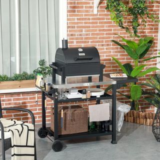 Carrello Barbecue con Tavolino Pieghevole in Accia