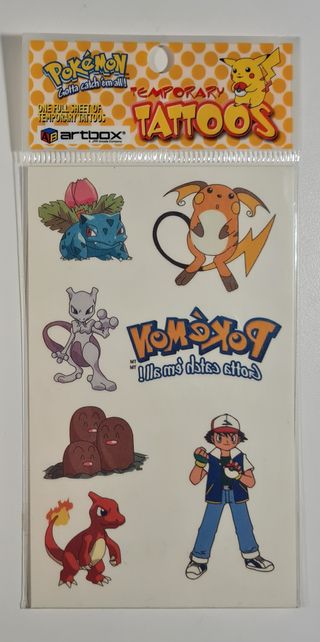 Pokemon ArtBox Temporary Tattoos Vintage 1999
