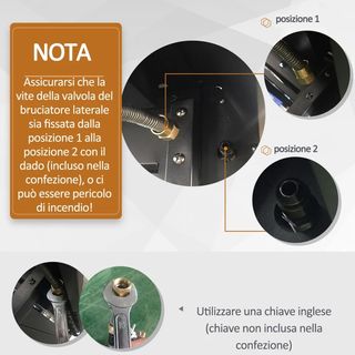 Barbecue a Gas con Coperchio, 4 Bruciatori da 11.6