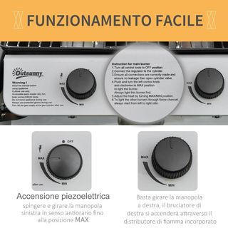 Barbecue a Gas con Coperchio, Bruciatori da 5.6kW,