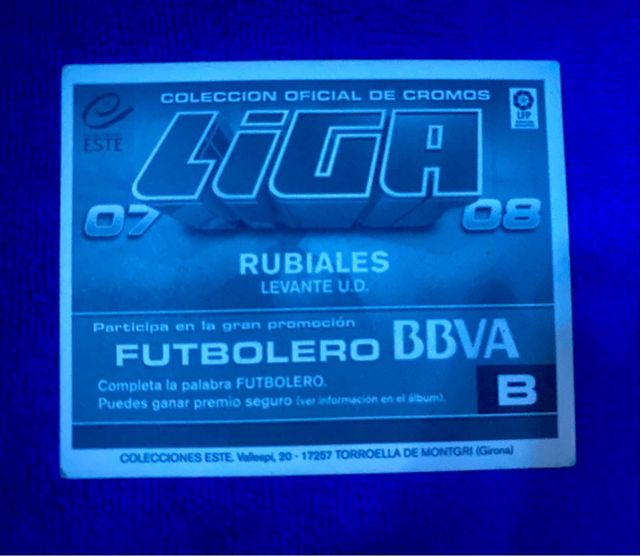 Cromo coleccionista. LUIS RUBIALES