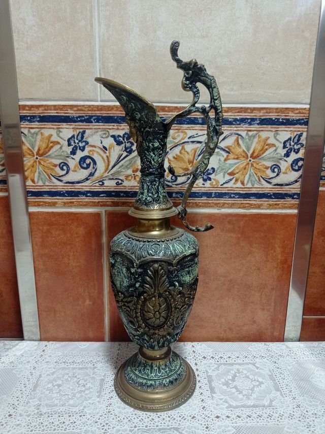 jarrón de bronce art deco años 70