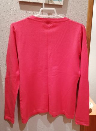 Chaqueta color coral de punto