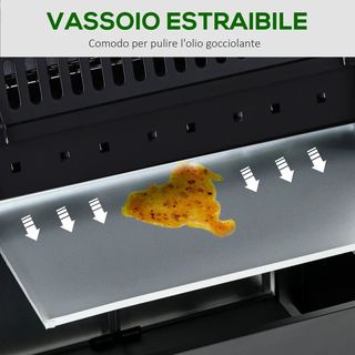 Barbecue a Gas a 5 Fornelli con Ripiani Laterali e