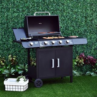Barbecue a Gas a 5 Fornelli con Ripiani Laterali e