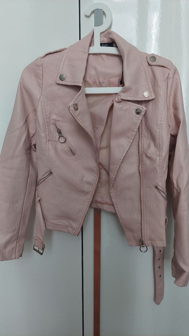 Giubbotto Zuiki similpelle rosa delicato