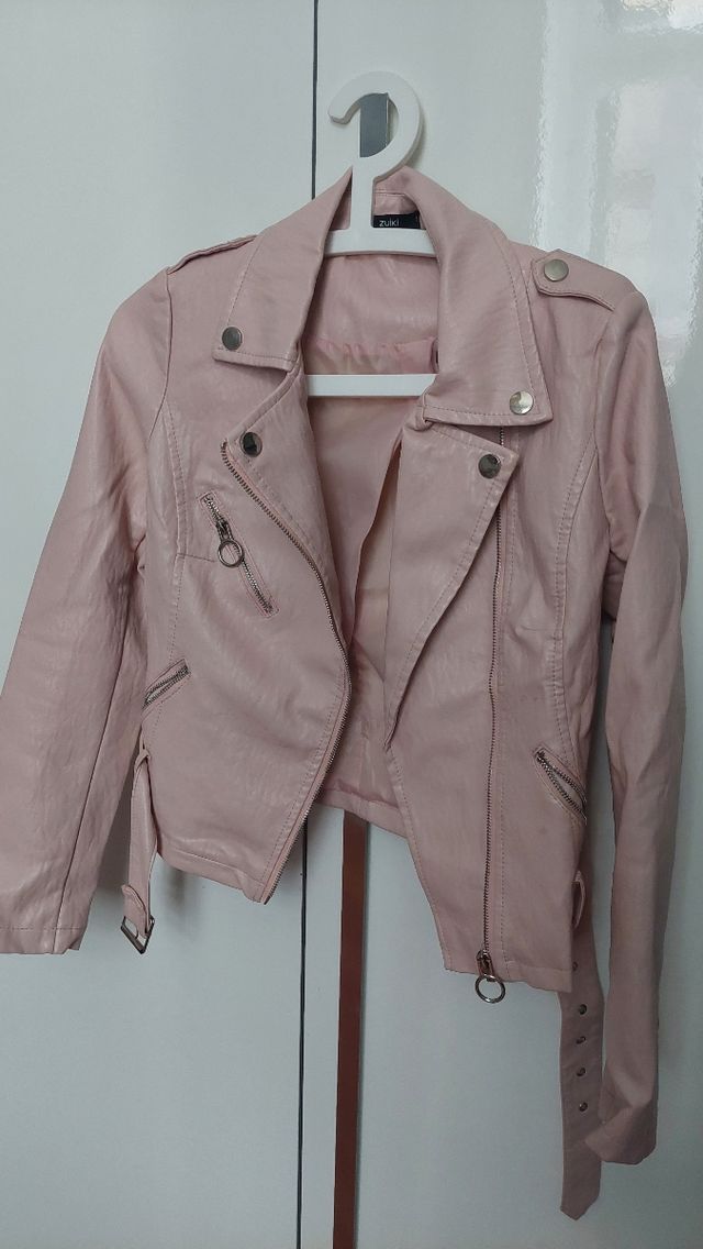 Giubbotto Zuiki similpelle rosa delicato