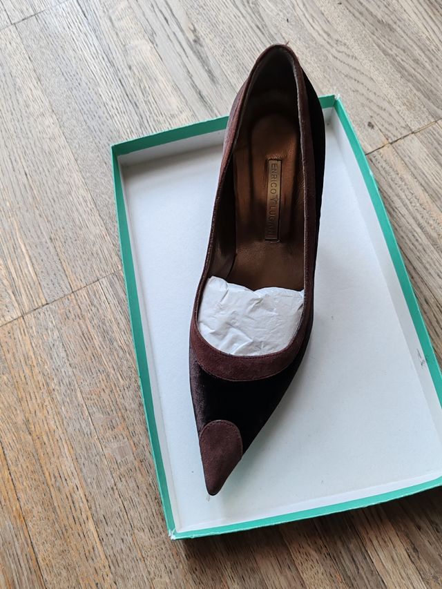 Scarpe décolleté velluto marrone n38