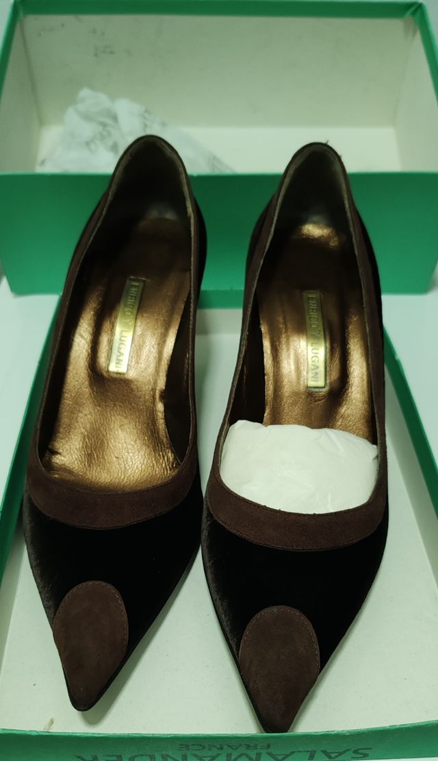 Scarpe décolleté velluto marrone n38