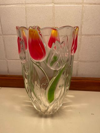 Vaso in vetro tulipani