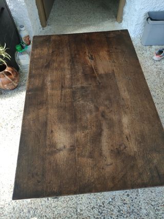 Mesa castellana antigua madera maciza y forja.