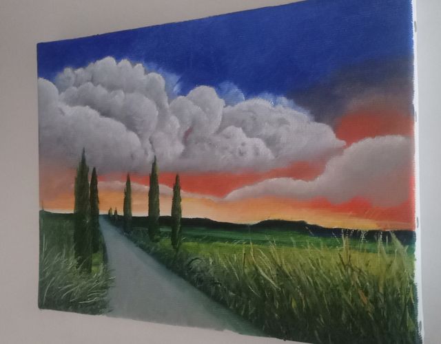 Quadro Paesaggio Toscana dipinto a mano