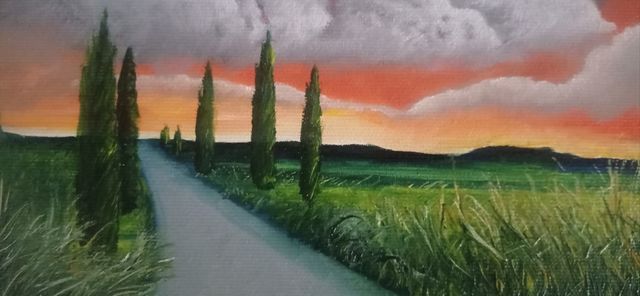 Quadro Paesaggio Toscana dipinto a mano