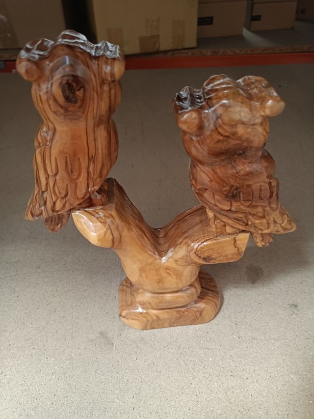 Pareja búho en madera