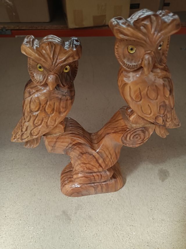 Pareja búho en madera