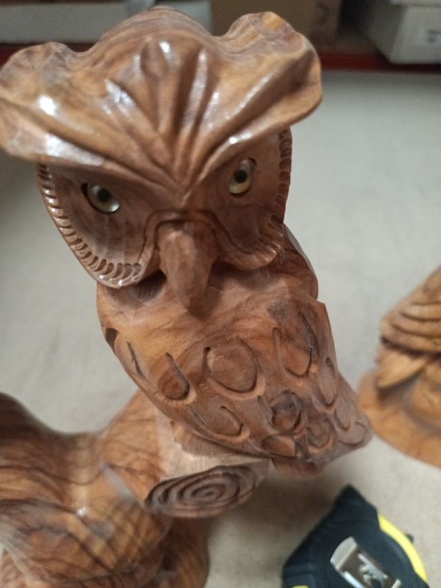 Pareja búho en madera