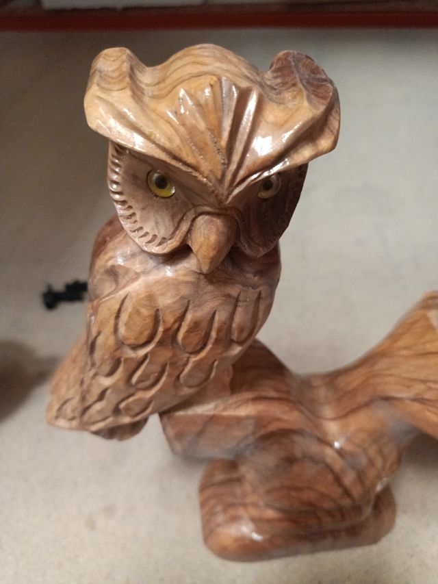 Pareja búho en madera