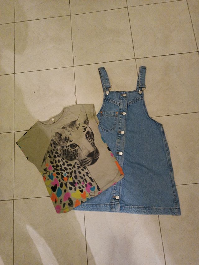 Conjunto de vestido vaquero y camiseta