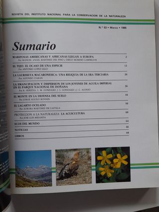 revistas Vida Silvestre año 1985, números 53 a 56