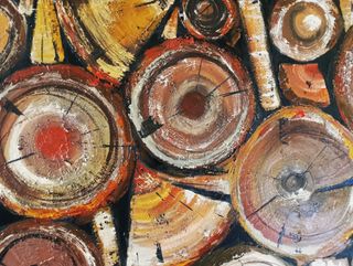 Cuadro óleo texturizado "Leña"