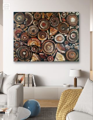 Cuadro óleo texturizado "Leña"