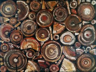 Cuadro óleo texturizado "Leña"