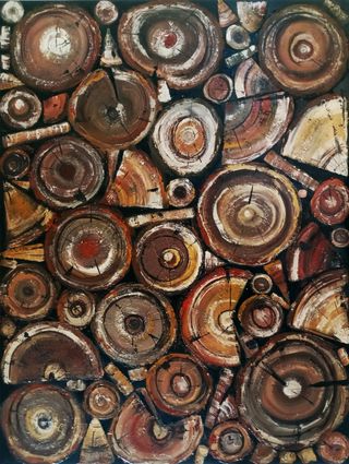 Cuadro óleo texturizado "Leña"