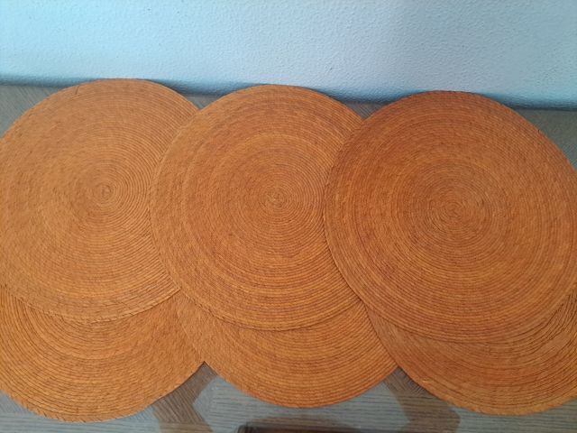 6 manteles individuales ratan trenzado