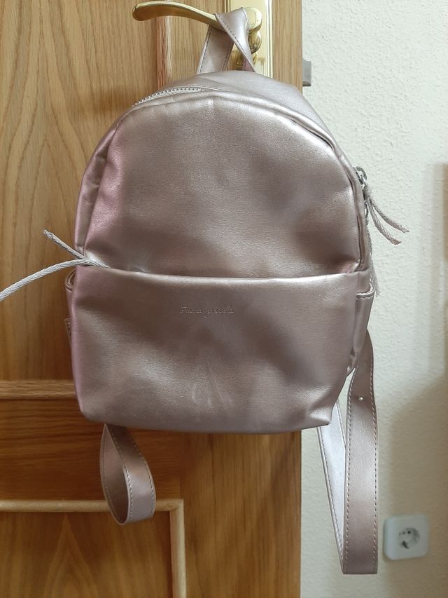 Mochila infantil, rosa/dorada
