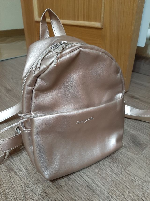Mochila infantil, rosa/dorada