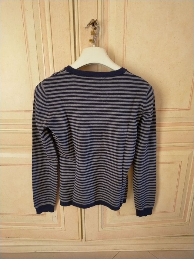 Maglione donna rigato blu e grigio"camomilla"