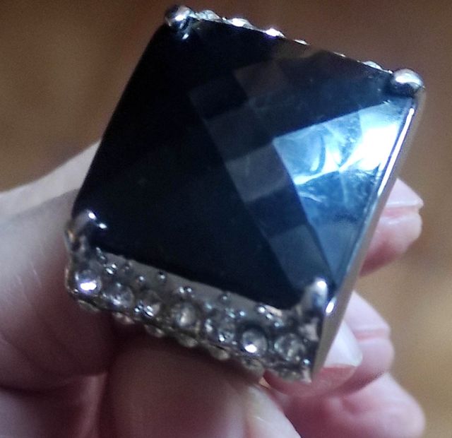 Set bracciale e anello cristalli neri