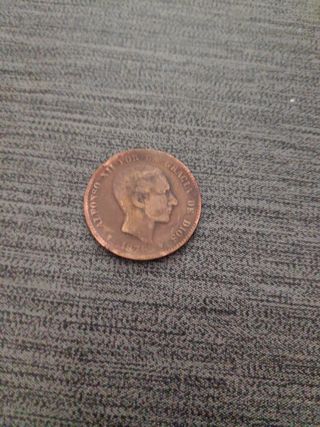 Cinco monedas de Alfonso XII