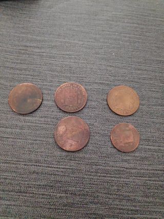 Cinco monedas de Alfonso XII