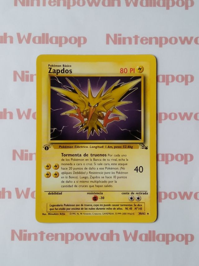 🇪🇦 Carta Pokémon TCG Zapdos Fósil 1a edición