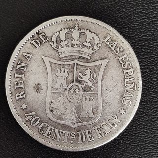 Plata.Dos Monedas Isabel II 1864 y 1848.