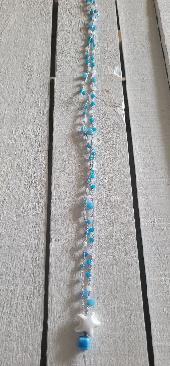 Collana uncinetto azzurro